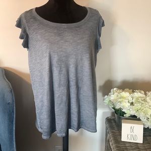UNIVERSAL THREAD Grey Ombre Flutter Sleeve Top L
